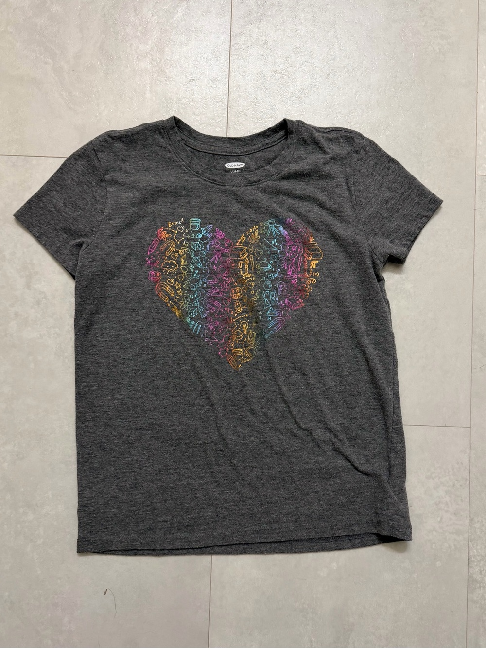 Girls' Charcoal Heart Graphic Tee